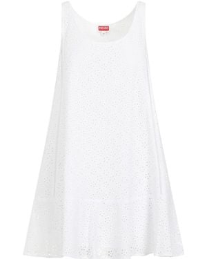 KENZO Broderie Anglaise Mini Dress - White