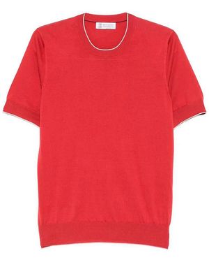 Brunello Cucinelli Cotton Lightweight Knit T-Shirt - Red