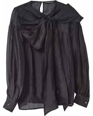 KARL LAGERFELD Evening Metallic Blouse - Black