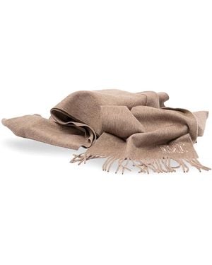 Max Mara Cashmere Stole With Monogram Embroidery - Black