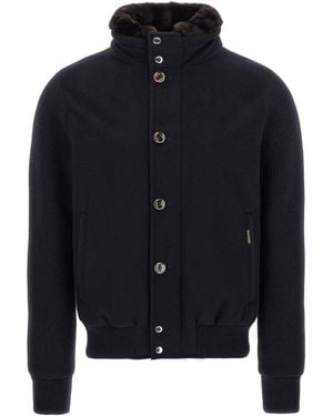 Moorer Levion Wool And Cashmere Bomber Jacket - Blue