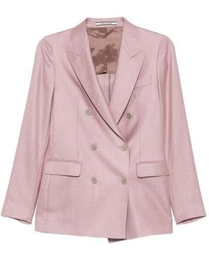 Tagliatore Double-Breasted Wool Blazer - Pink