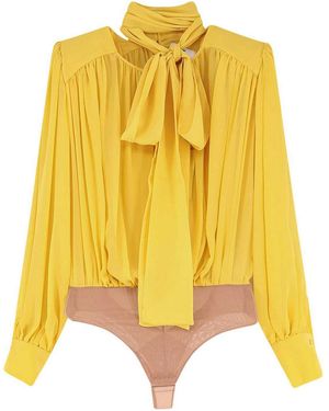 Elisabetta Franchi Silk Shirt With Body Detail - Yellow