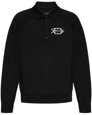 Givenchy Brushed Cotton Polo-Style Sweatshirt - Black