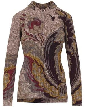 Etro Long Sleeves Knit Top - Brown
