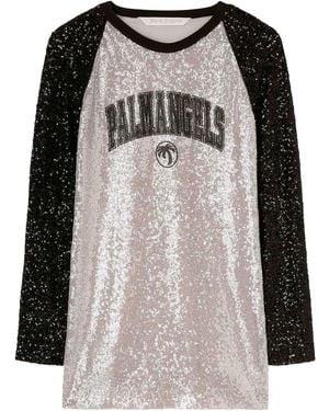 Palm Angels College Palm Sequin Mini Dress - Black
