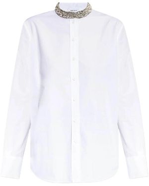 McQueen Crystal-Embellished Cotton Shirt - White
