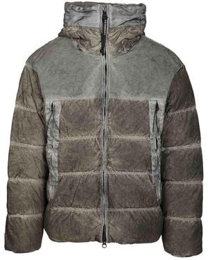 C.P. Company Quilted Jacket With Hood - Gray