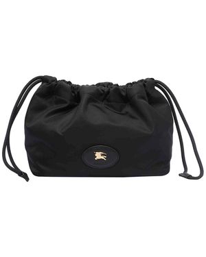 Burberry Horseshoe Reversible Pochette With Coulisse - Black
