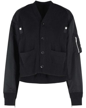 Sacai Cotton Blend Cardigan - Black