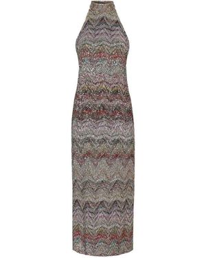 Missoni High-Neck Long Dress - White