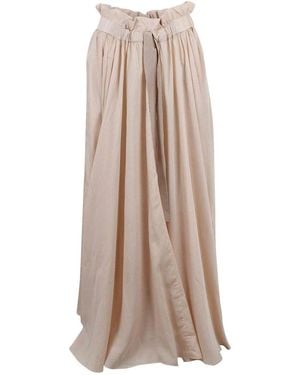 Patou Long Skirt With Drawstring Waist - Natural