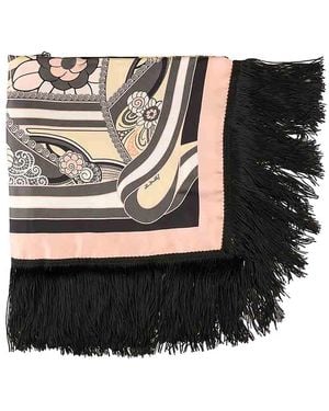 La DoubleJ Reversible Fringe Carre Scarf - Black