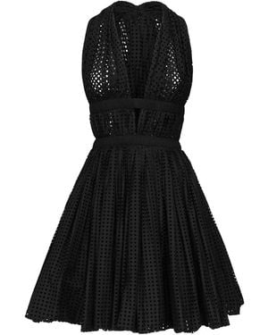 Alaïa Perforated Poplin Mini Dress - Black