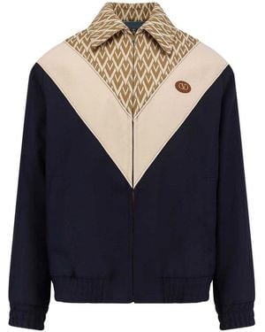 Valentino Wool And Cotton Jacket Toute La V - Blue