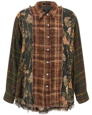 R13 Checked Frayed Shirt - Brown