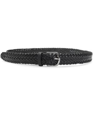 Giorgio Armani Woven Leather Belt - White