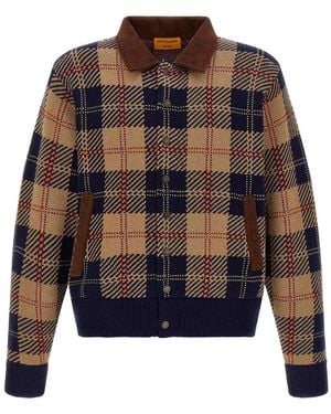 Guest In Residence Tartan Bomber Jacket - Blue