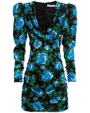 Alessandra Rich Silk Mini Dress - Blue