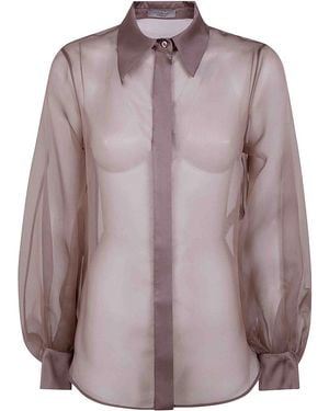 D. EXTERIOR Organza Silk Long Sleeves Shirt - Purple