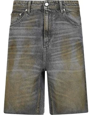 44 Label Group Dirty Wide Leg Bermuda Shorts - Grey