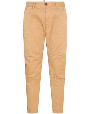 DSquared² Tailored Pants With Soft Cotton-Elastan Blend - Natural