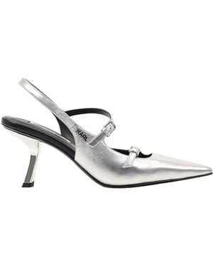 KARL LAGERFELD Karmel Sling Strap Court Shoes - White