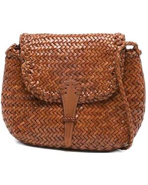 Dragon Diffusion Mini City Woven Leather Crossbody Bag - Brown