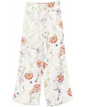 McQueen Floral Cotton Trousers - White