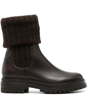 Gianvito Rossi Tenney Ribbed-Knit Chelsea Boots - Black
