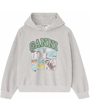 Ganni Felpa Con Logo - Bianco