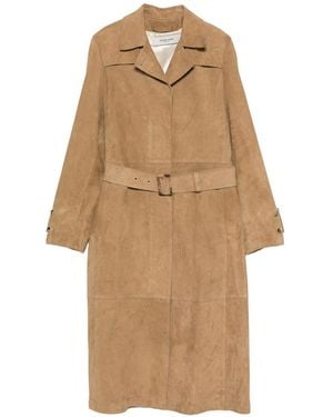 Golden Goose Suede Trench Coat Long Belted Waist - Natural
