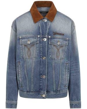 Versace Denim Stone Wash Blouson - Blue