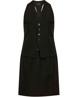 DSquared² V-Neck Wool Dress - Black