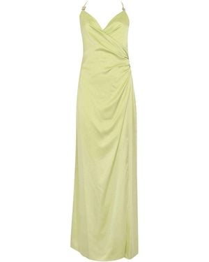 Hanita Long Lime Satin Dress - White