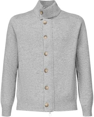 Giuliano Galiano Wool Blend Cardigan Jacket - Grey