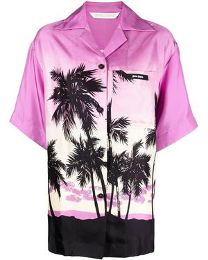 Palm Angels Short Sleeve Shirts - Pink