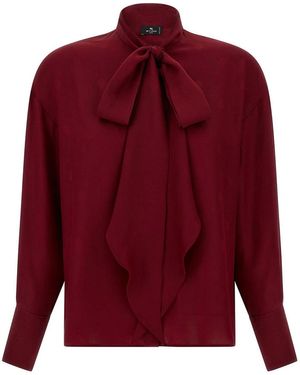 Etro Jacquard Silk Blouse - Red