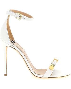 Elisabetta Franchi Logo-Embellished Leather Sandals - White