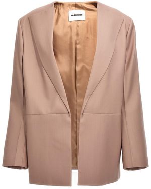 Jil Sander Single-Breasted Blazer Jacket - Brown