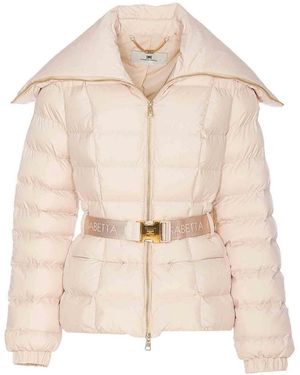 Elisabetta Franchi Padded Down Jacket - Natural