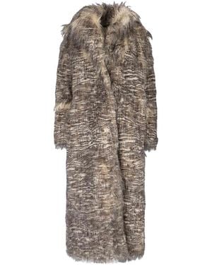 Entire studios Single-Breasted Faux Fur Coat - Natural