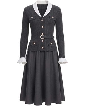 Self-Portrait Knit Midi Dress - Black
