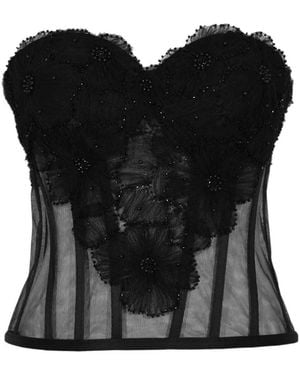 GIANNI MOLARO Embroidered Lace Bustier - Black