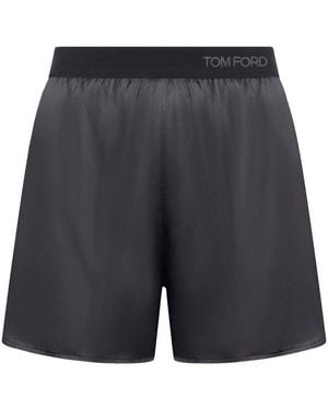 Tom Ford Silk Satin Shorts - Blue