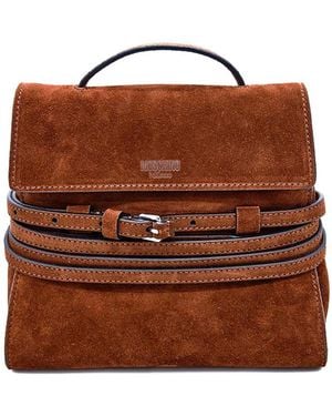 Moschino Tie Me Small Suede Bag - Brown
