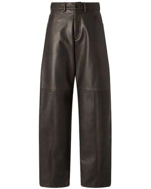 Pinko High-Waisted Faux Leather Papavero Trousers - Grey
