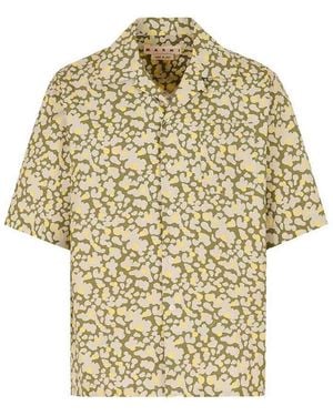 Marni Short-Sleeve Abstract-Print Shirt - Natural