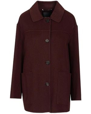 Max Mara Short Wool Drap Coat - Purple