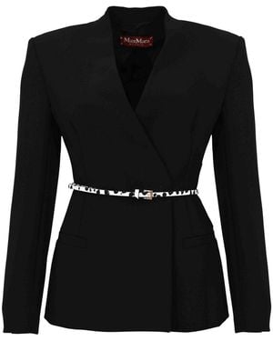 Max Mara Mstquinoa Double-Breasted Cady Jacket - Black